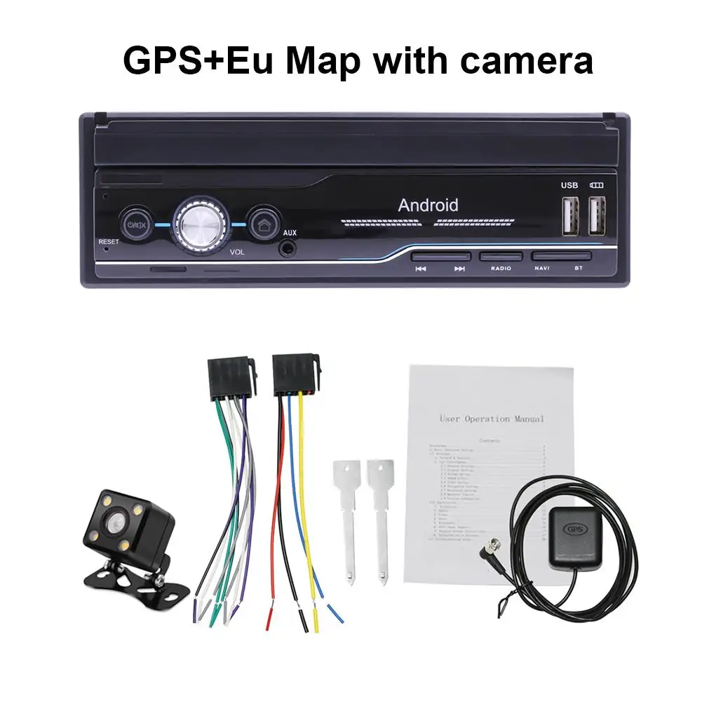 7 дюймов Автомобильный радиоприемник андроид 8,1 gps навигации MP5 плеер Wi-Fi USB зарядки HD Сенсорный экран Поддержка RCA Выход заднего вида Камера Вход