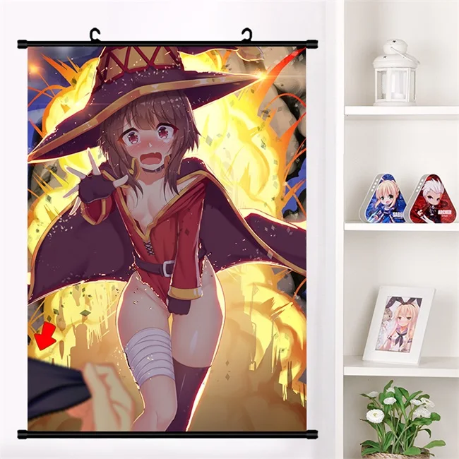 L Аниме Манга KonoSuba Божье благословение на этом чудесном мире! Megumin Aqua Darkness Косплей настенные свитки Фреска плакат домашний декор - Цвет: L