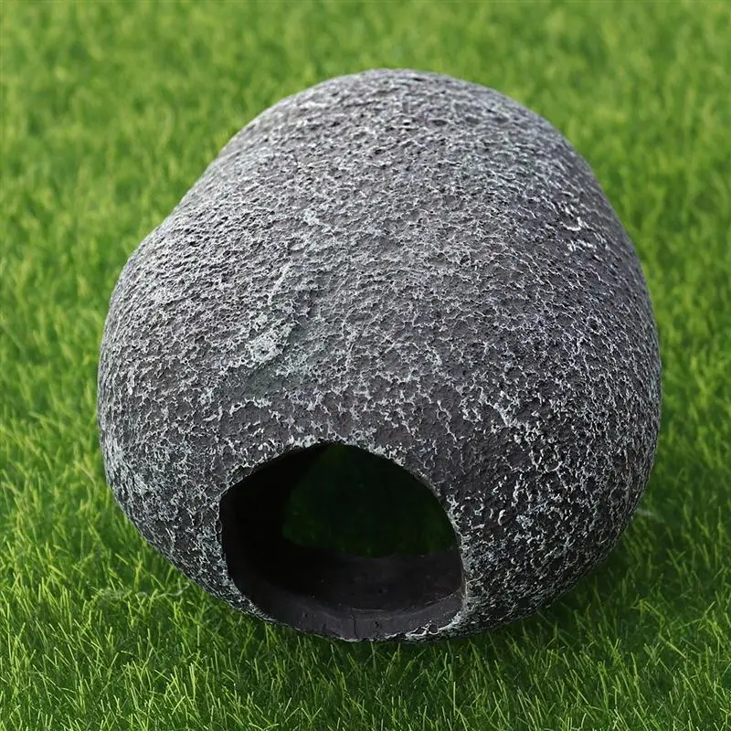 

Reptile Cave Rest Resin Emulational Stone Egg Hide Habitat Reptile Cave For Turtle Snake Earthworm Frog(Stone Egg, Medium Size)