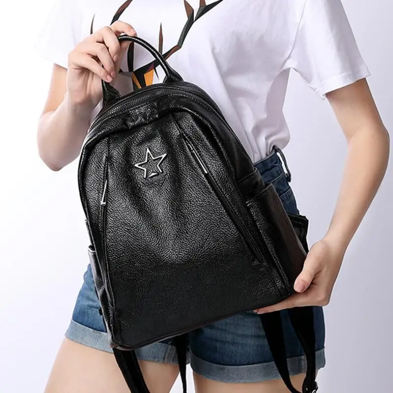 Женский молодежный рюкзак из натуральной кожи школьный ранец для девочек