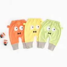 Весенне-осенние штаны для новорожденных хлопковые брюки в полоску с рисунком милые повседневные штаны для маленьких детей