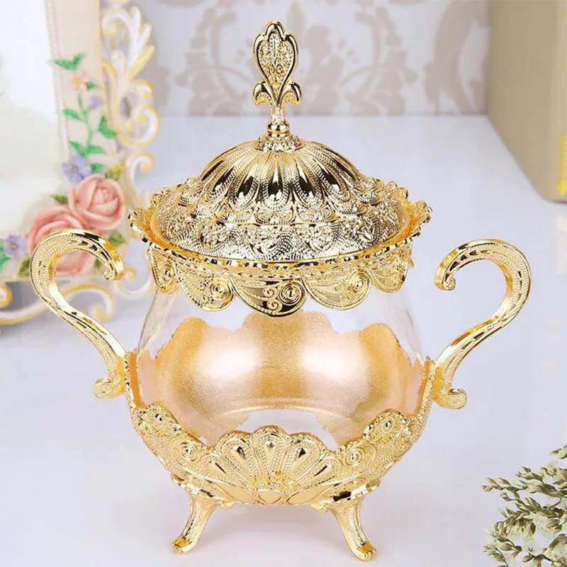 

Sugar Cup Creative Fashion Sugar Cup Seasoning Bottle Restaurant Kitchen Commodity Golden Peacock Pattern Sugar Valley