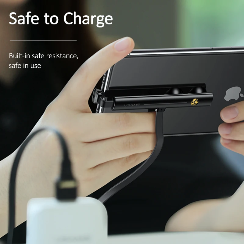 USAMS, зарядное устройство, USB кабель для iPhone, samsung, быстрое зарядное устройство, шнур для передачи данных, игровая линия для huawei, XiaoMi, с присоской