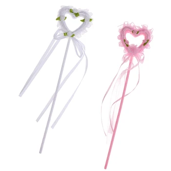 

2pcs Princess Birthday Party Girls Magic Fairy Wand with Ribbon Dress up