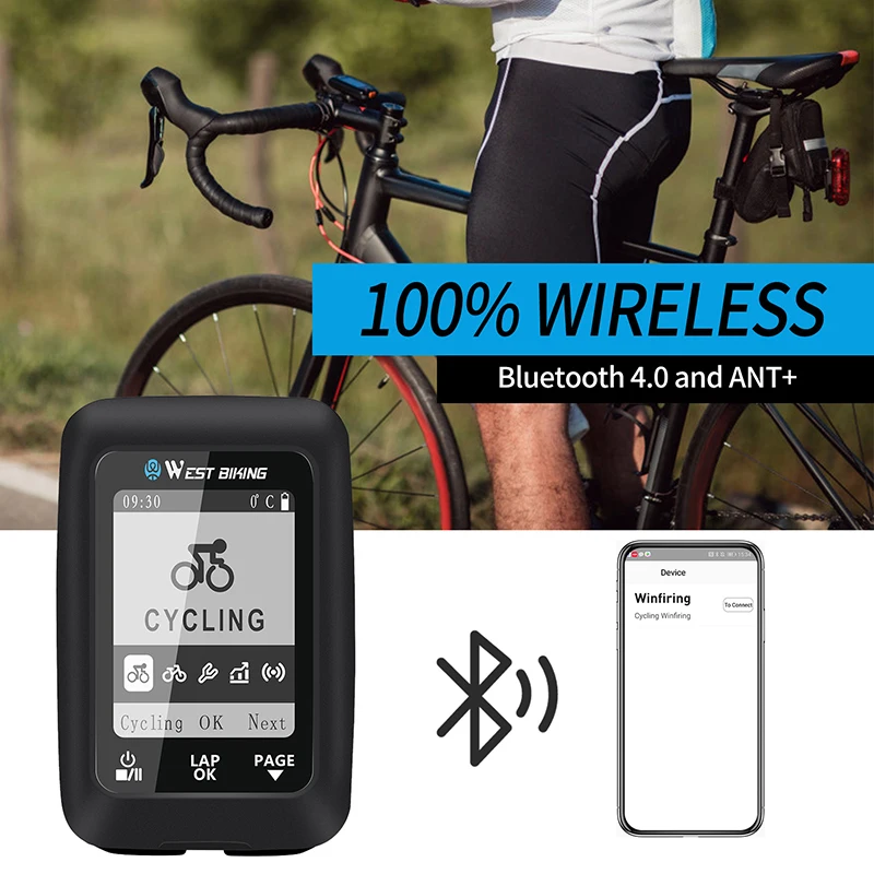 WEST BIKING GPS компьютер для велосипеда беспроводной Спидометр Водонепроницаемый