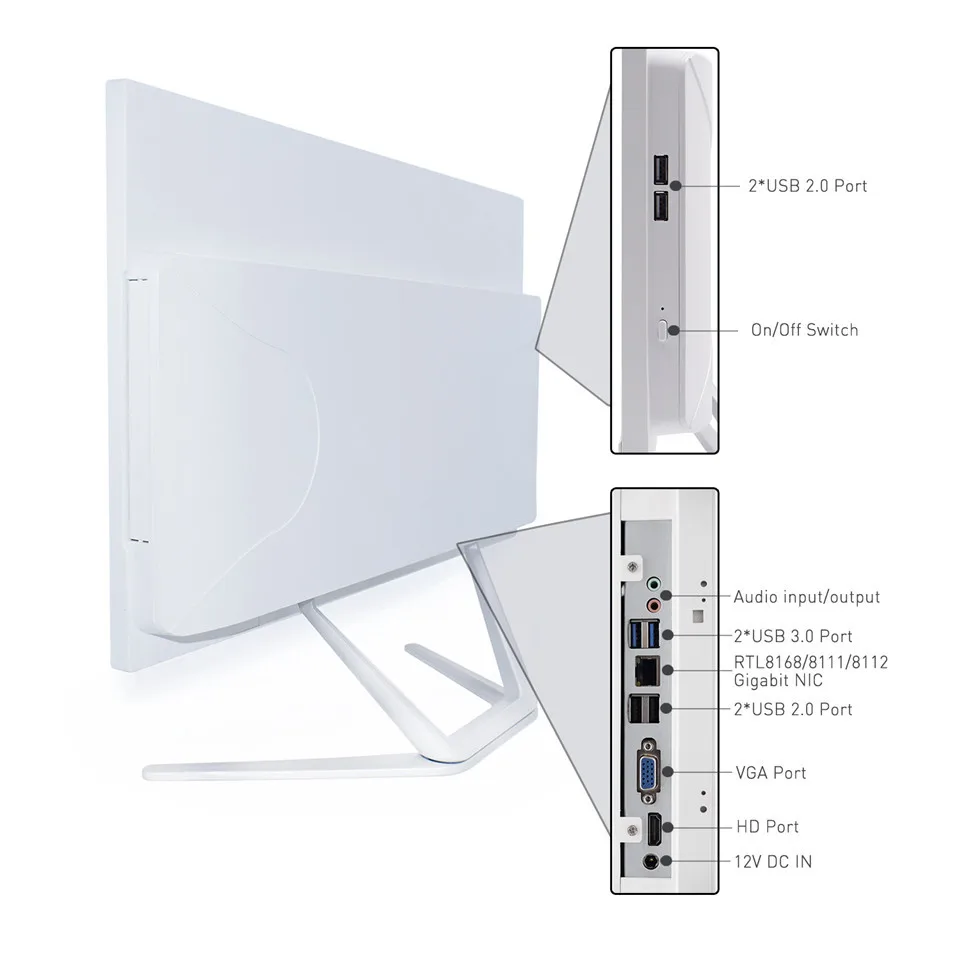 Factory price HYSTOU monoblock desktop all in one PC computer 23.8 inch monitor intel core i3 i5 i7 processors for gaming office