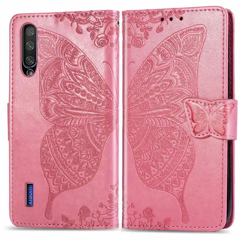 Pink Чехол-бумажник с 3D бабочкой для Xiao mi Red mi 5 Plus 6 6A 7 7A Note 5 6 K20 Pro Go F1 mi 8 9 SE 9T CC 9 9e A3 Lite Max 3 Cover - Цвет: Pink