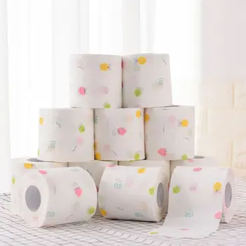 

12pcs Cartoon Fruit Printed Home Bath Toilet Roll Paper Wood Pulp 3 Layers Tissue Paper Hot