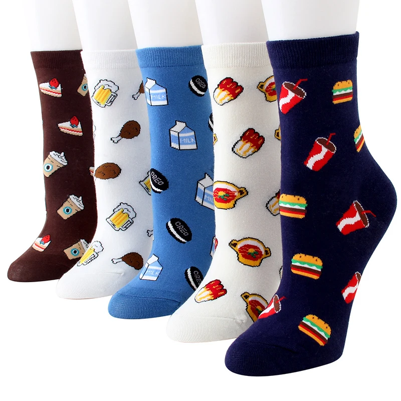 Женские хлопковые носки милые носки с героями мультфильмов женские теплые носки с красочным принтом в стиле Харадзюку на зиму и осень модные уличные носки 3 пар/лот# F