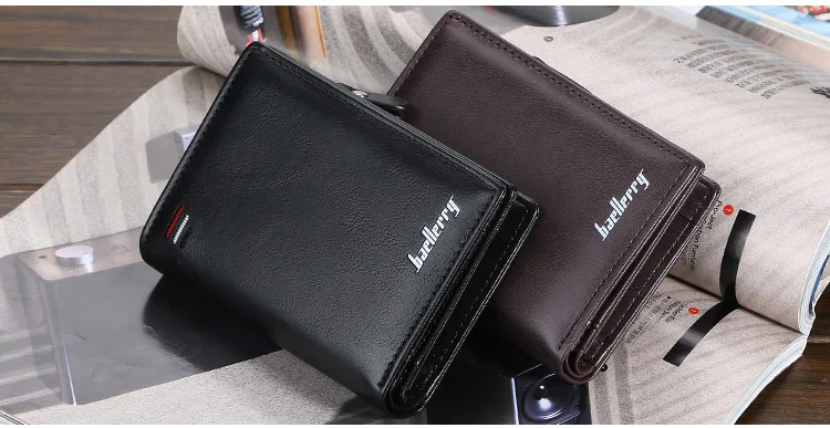 Men's Wallet Short Euro-American Vertical Multi-card Seat Button-pocket Wallet Fashion Button-pocket Bag Men