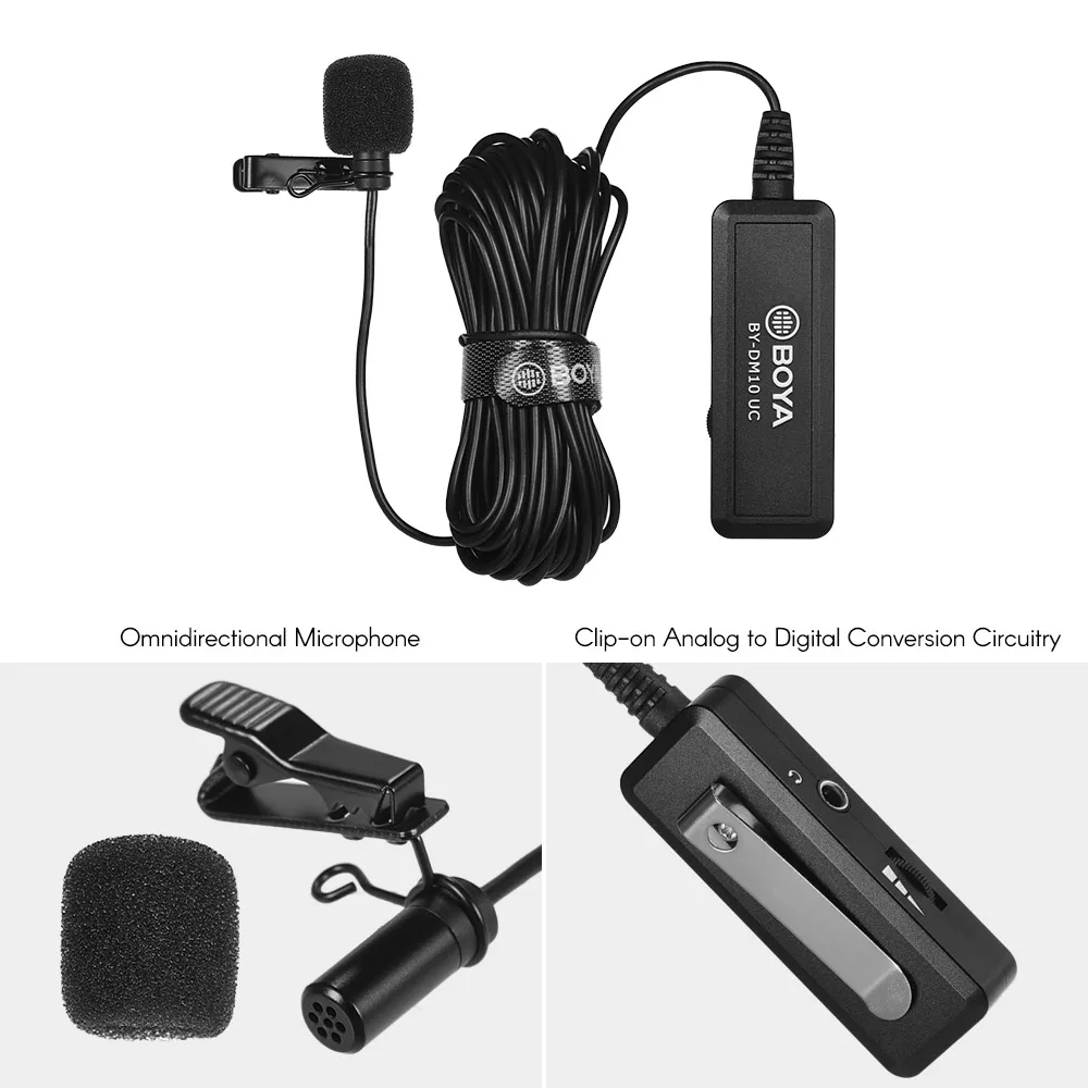 BOYA BY-DM10 UC USB петличный микрофон клип-на всенаправленный для тип-c смартфон планшет и USB ноутбук компьютер