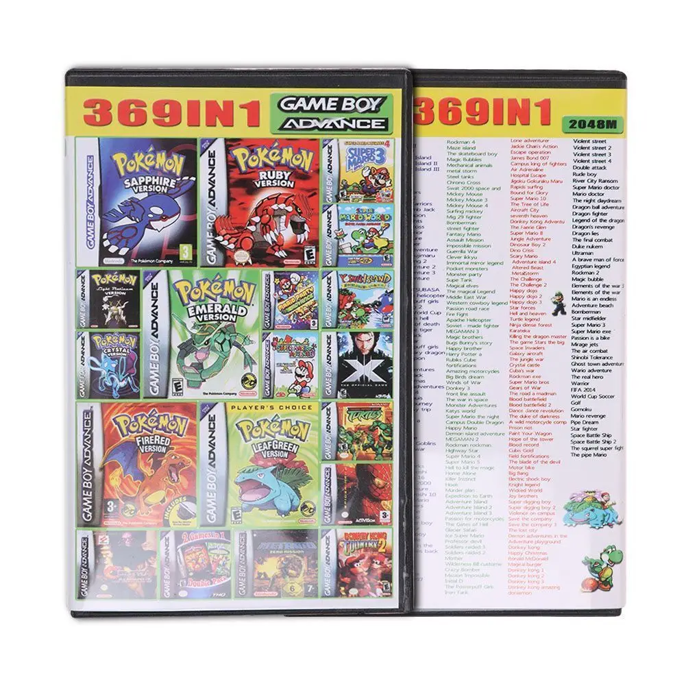 369 в 1 ретро мульти игры карты Mario Rockman 32-битный игровой Картридж для GBA SP NDS мульти-игры коллекция карт Винтаж игры
