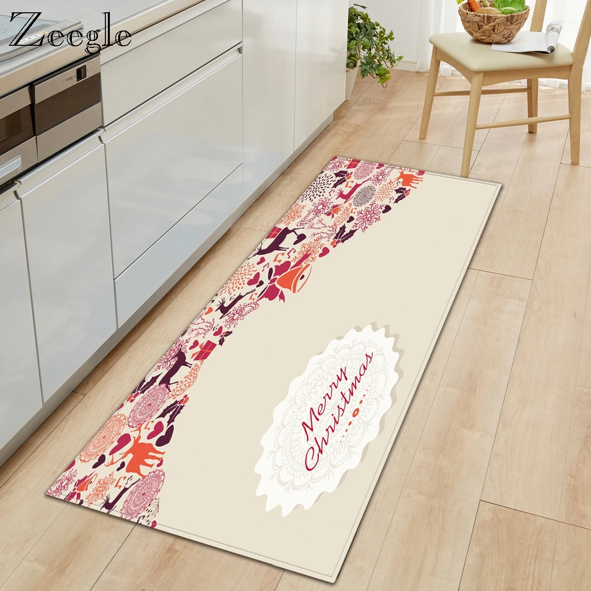 Zeegle Flannel Long Mat Christmas Hallway Creative Creative Foot Mat Home Decoration Carpet Non-slip Absorption Entrance Doormat