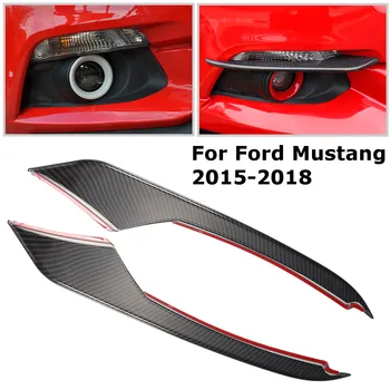 

Car Styling Black Carbon Fiber Front Head Fog Light Lamp Eyebrow Cover Automobile Bumper Eyelids For Ford-Mustang 2015-2018
