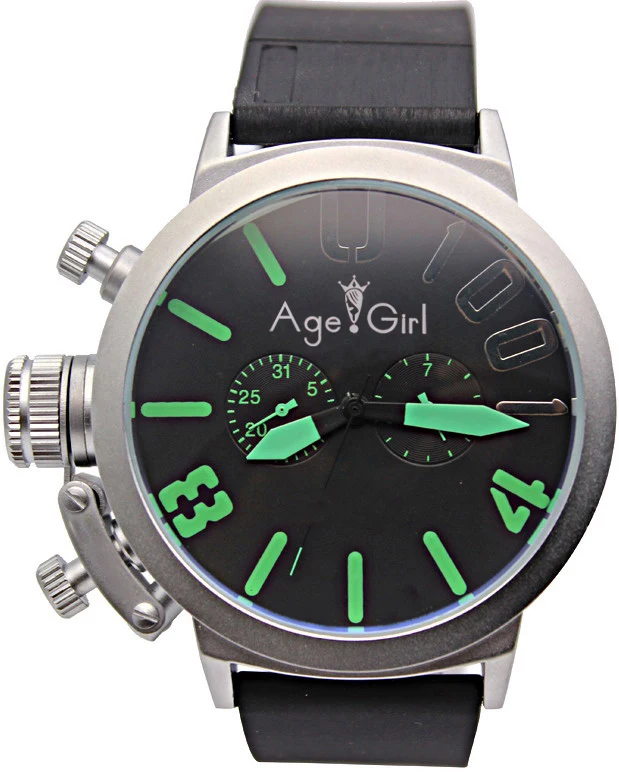 Мужские новые роскошные брендовые автоматические механические U серебряный черный резиновый ремешок из нержавеющей стали с левым крюком, большие 50 мм водонепроницаемые часы - Цвет: Silver Green