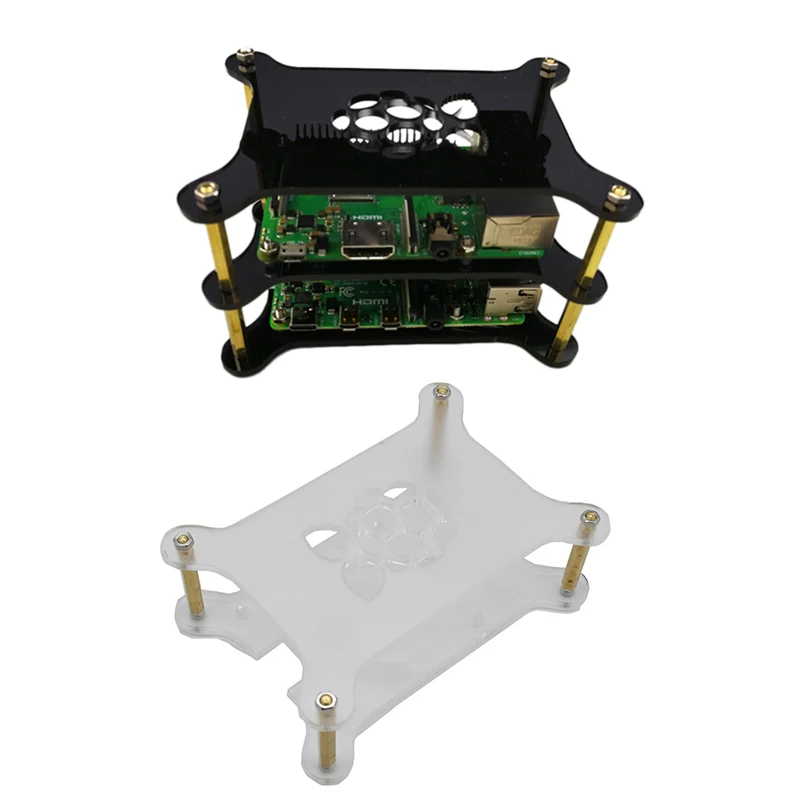 Raspberry Pi 4 Модель B прозрачный акриловый корпус с логотипом совместим с Raspberry Pi 3/2