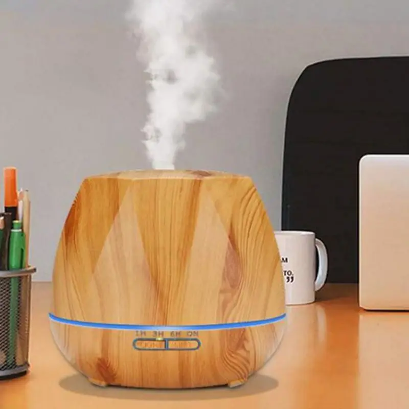 Wood Grain Ultrasonic Essential Oil Diffuser Light Auto Cut-Off Aroma Aromatherapy Fine Fog Humidifier Anti Slip Base House EU P