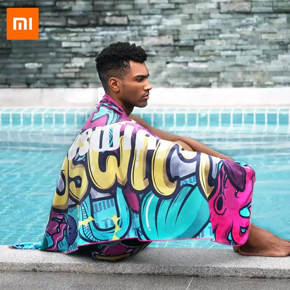 

Xiaomi Microfiber Sports Towel Quick Drying Antibacterial Swimming Beachtowel Creative Graffiti Bath Shower Towels for Gym Yoga