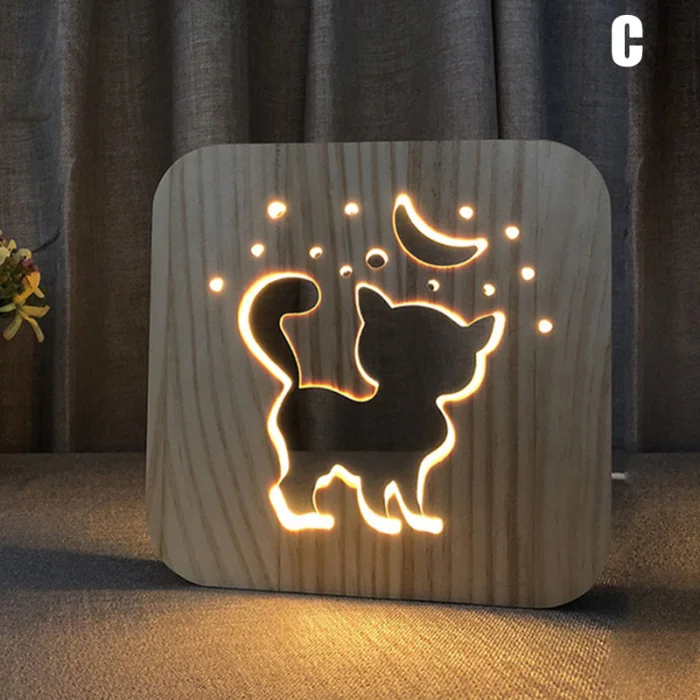Деревянный ночной Светильник в виде собачьей лапы, кошки, животного, французский бульдог, 3D лампа, настольный светильник с питанием от USB, s для ребенка, подарок на Рождество, год
