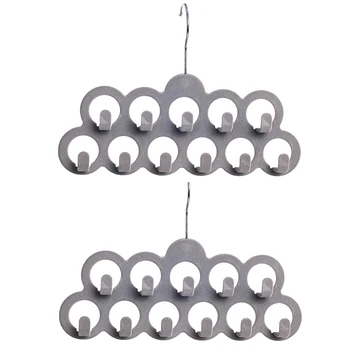 

2pcs Swivel Hook 11 Holes Clothes Hanger Scarf Rack Space Saving Non Slip Multifunctional Belts Durable Ties Velvet Flexible