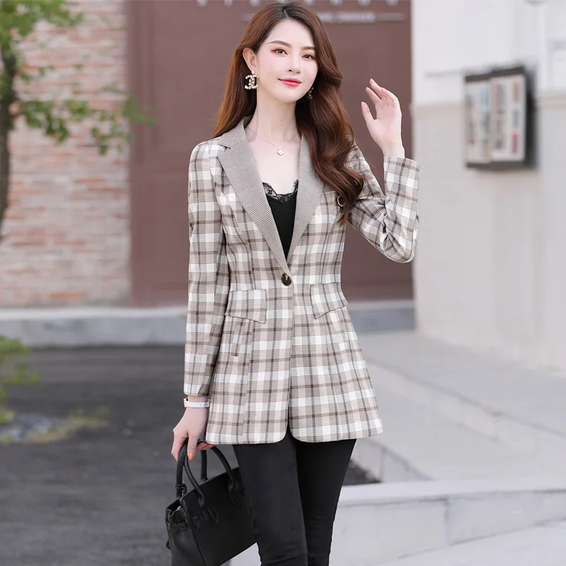 

High-End 2019 Autumn Elegant Korean-style WOMEN'S Wear Pattern Long Sleeve Slim Small Suit Yb010