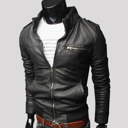 

AliExpress Hot Selling Men'S Wear Pu Locomotive Leather Coat Men Solid Color Stand Collar Coat European Version