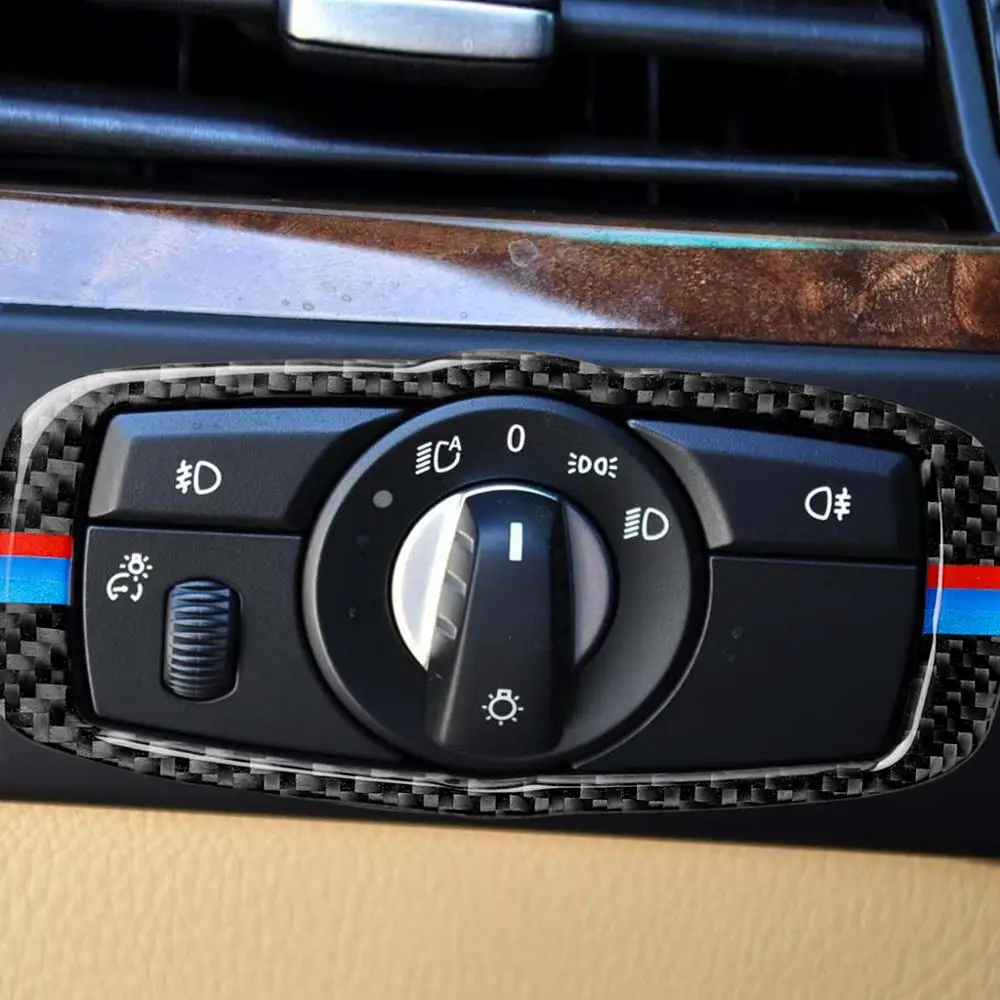 Аксессуары карбоновая Внутренняя Рамка переключателя фары для BMW E60 5 серии 2008 2009