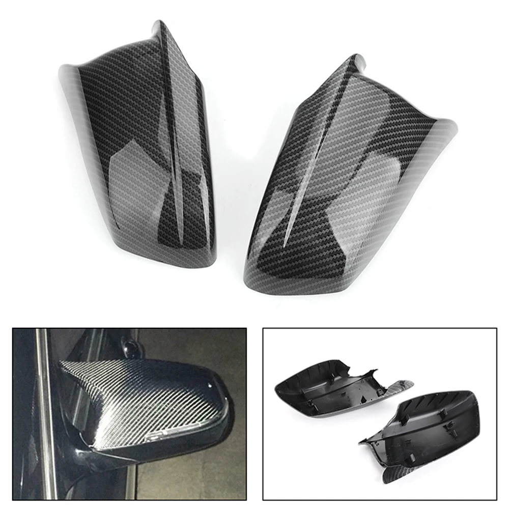 A Pair Carbon Fiber Rearview Mirror Caps Car Door Wing Mirror Cover
