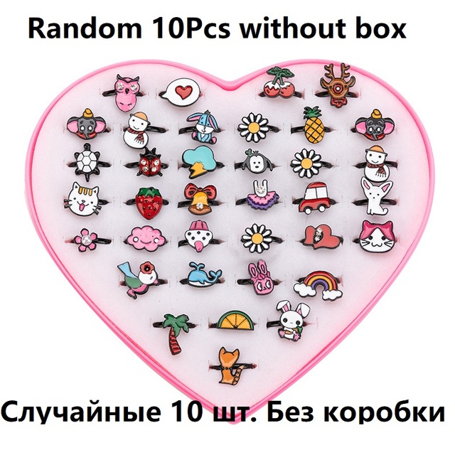 Hot Sale Kids Cute Cartoon Rings Flower Animal Shape Ring Set Mix Finger Jewelry Creative Accessories Girl Child Gifts