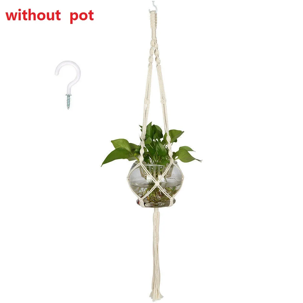 1 Pcs Pot Holder Rope + Hook Macrame Hanging Planter Basket Ropes