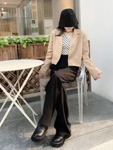 Leg-Pants Long-Trousers Bottoms Wide Vintage Women Spring Summer Street Office Lady High-Waist