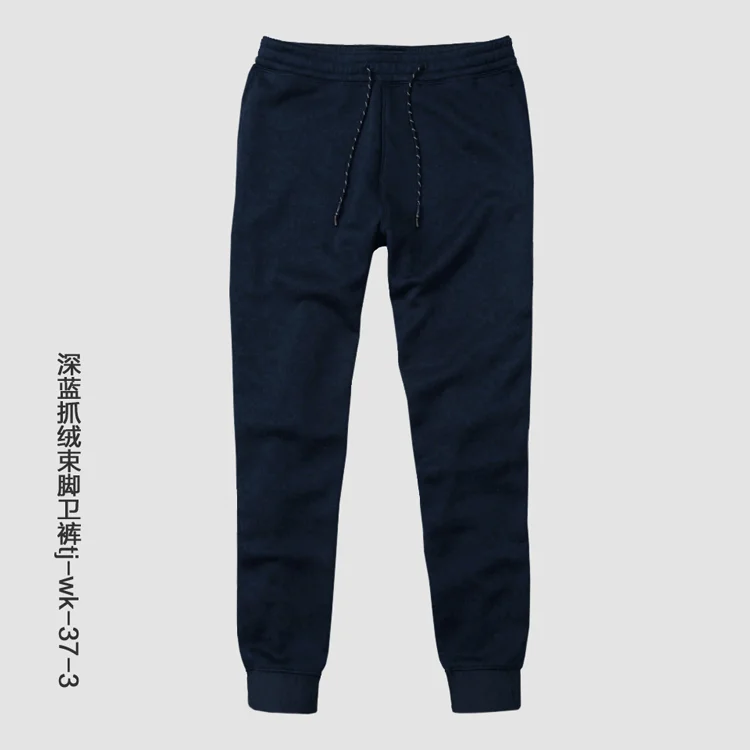 Deep Blue tj-37-3 Новые флисовые плюс бархатные мужские спортивные штаны повседневные тонкие ноги осень зима размера плюс мужские спортивные штаны - Цвет: Deep Blue tj-37-3