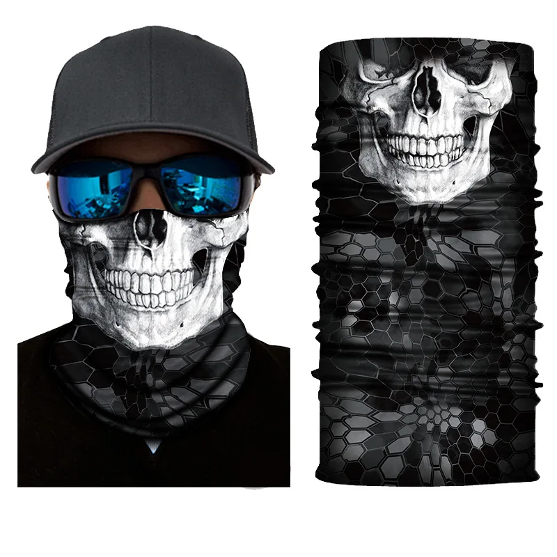 Polyester Balaclava Magic Scarf Neck Face Cover Ghost Skull Skeleton Head Bandana Shield Headband Headwear Bandanas Men Bicycle|Men