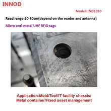 3pcs sample micro round uhf rfid tag on metal EPC Gen2 Class1 passive impinj Monza 4QT epc gen2 for mold tools management