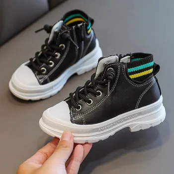 

Girls' Boots children's Martin boots baby soft-soled color striped small short boots fashionable rainy day non-slip 2020 autumn