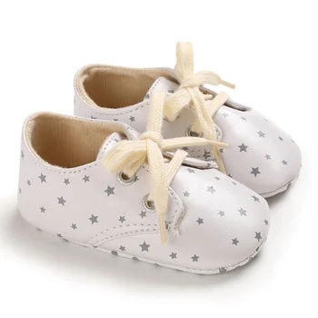 

Newborn Baby Shoes Crib Shoes Print Small Stars with T-tied Aiti-Silp Shoes Toddler Soft Bottom First Walkers Shoes