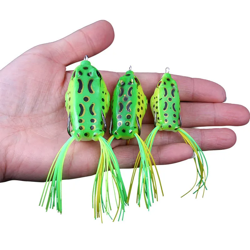 TopWater Frog Fishing Lure Soft Bait Pike Wobblers Artificial Bait 4.5/5.5/6cm 6/10/12g  Fishing Tackle Ray Frog With Feather