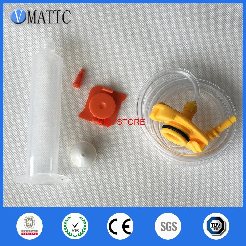 

Free Shipping EFD 10cc ml Pneumatic Syringe Barrel Valve Robot Adapter With Plastic Syringe Piston Stopper & Cover