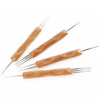 

Alileader Cheaper Crochet Needles Double Head Crochet Hooks Bamboo Handle Hook For Making Dreadlocks Wig Weaving Accessories