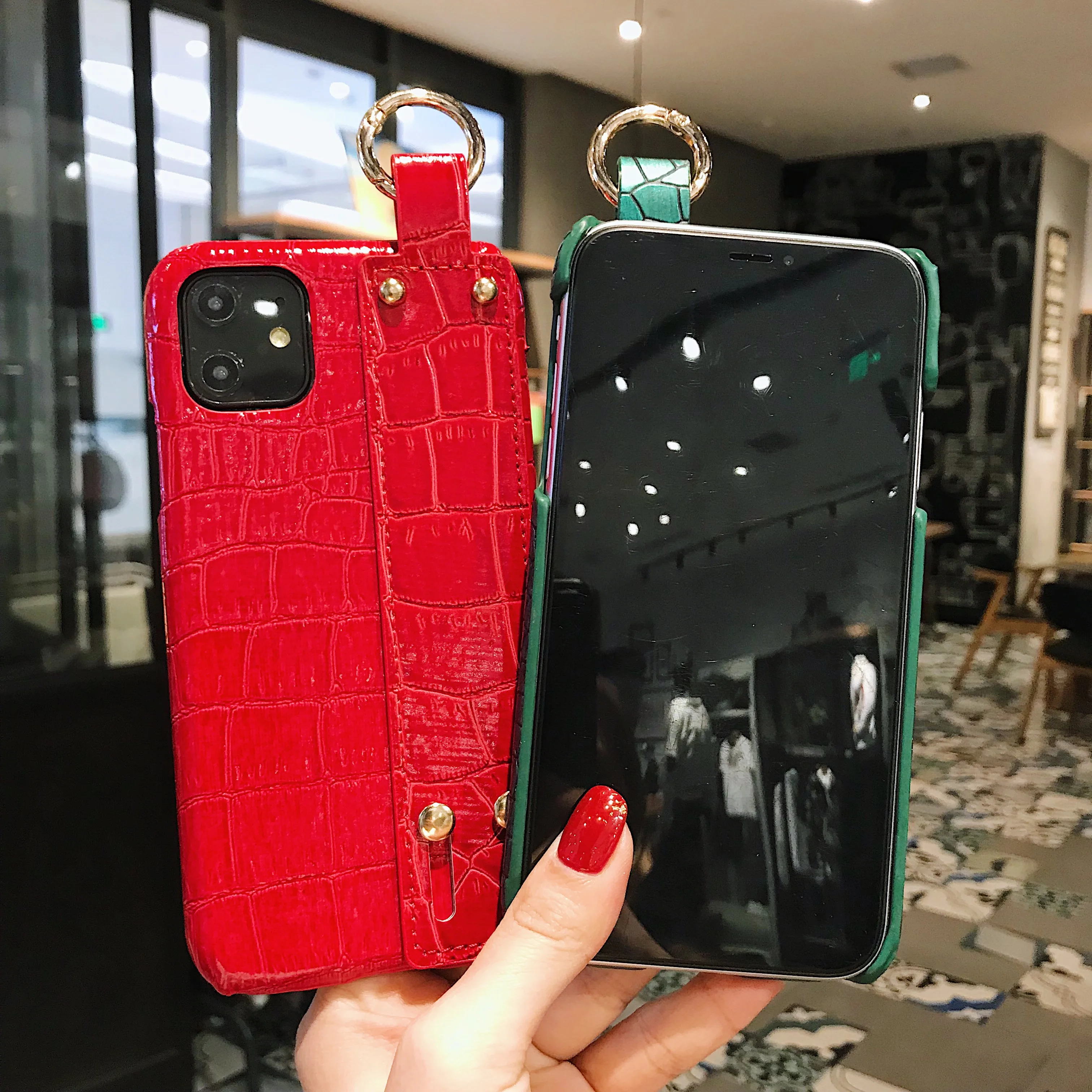 Модный Браслет Стенд чехол для телефона для iphone 11 pro max xs xr x чехол с крокодиловым узором чехол для iphone 6s plus 7 8 6p