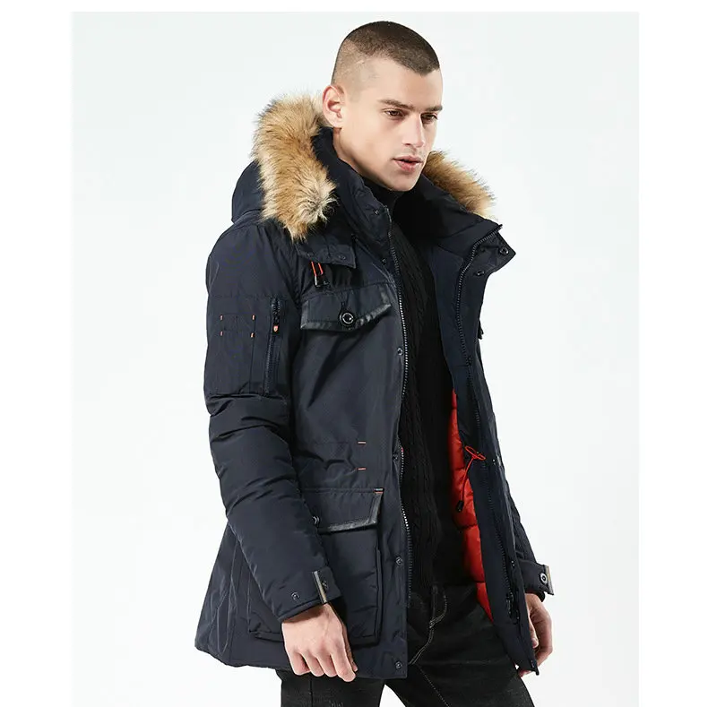 Высококачественная зимняя мужская куртка, модная мужская парка с воротником-стойкой, мужские однотонные толстые куртки и длинное пальто, мужские парки 3XL