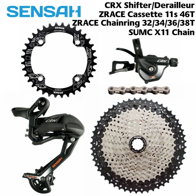 

SENSAH CRX 11 Speed Trigger Shifter + Rear Derailleur 11s + ZRACE Cassette11-46T / Chainrings + SUMC X11 Chain, PCR BEYOND M7000