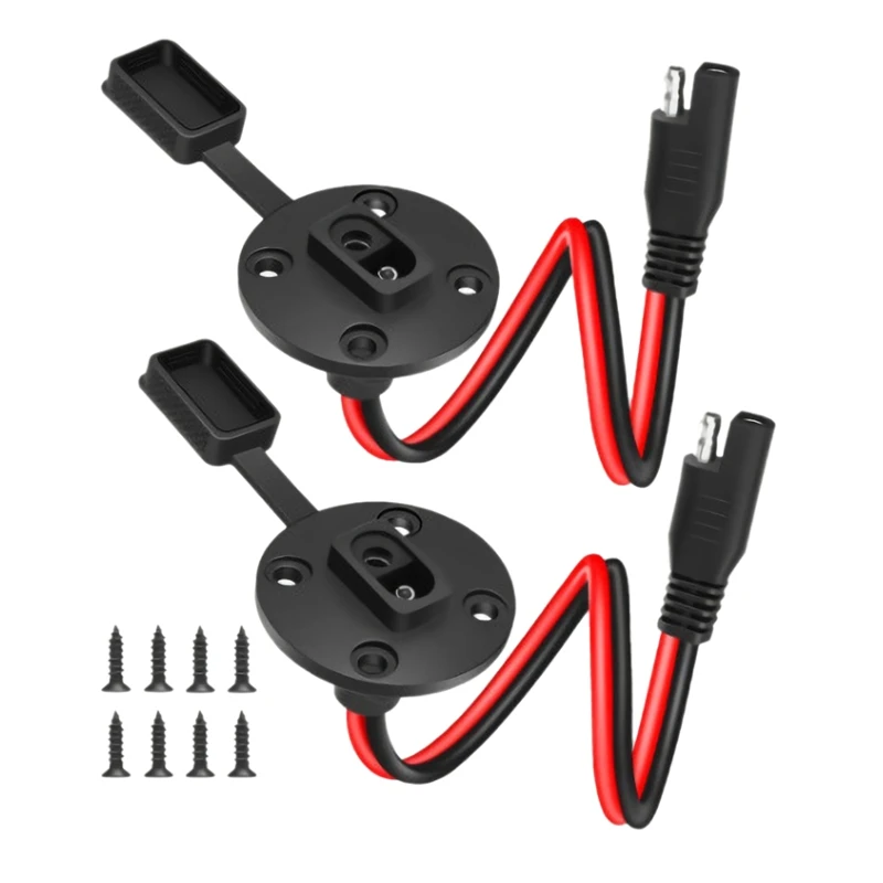 

16AWG SAE Solar Power Socket Sidewall Port Weatherproof SAE Quick Connect Solar Panel Connector for Solar Generator Motorcycle G