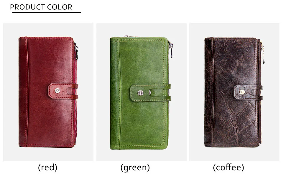 Fashion three fold soft leather casual buckle wallet for women, female cawhide hasp long waterproof purse money bag for ladies