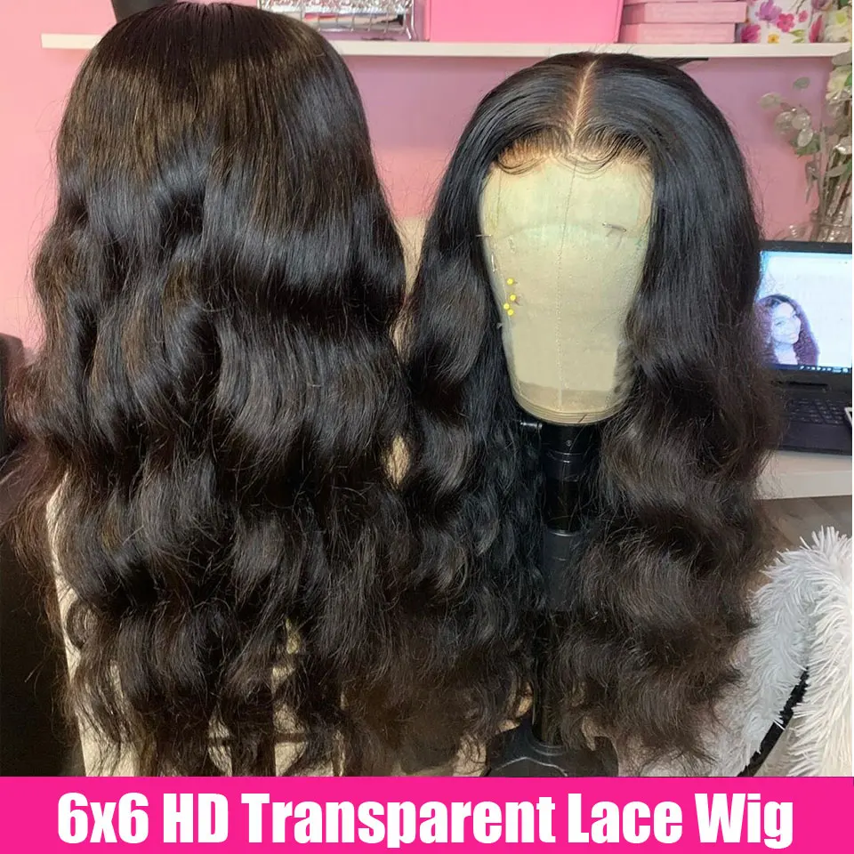 

HD Transparent Lace Frontal Closure Wigs 6x6 Closure Wig Brazilian Body Wave Wig 150% Remy 13x6 Lace Front Human Hair Wigs