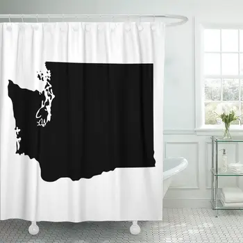 

Outline Map of The U State Washington Shape Silhouette Shower Curtain Waterproof Fabric 72 x 78 Inches Set with Hooks