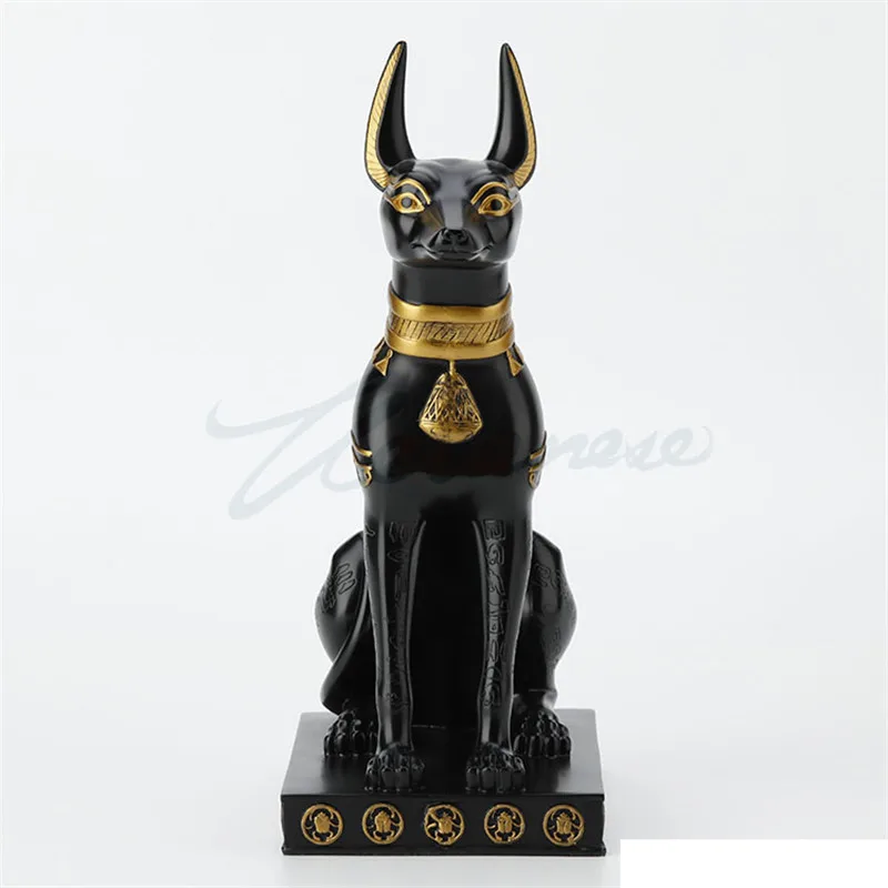 32 см Древний Египет Anubis Художественная Скульптура собака Бог фигурка изделия из смолы Креативные украшения для дома подарок на день рождения R3665