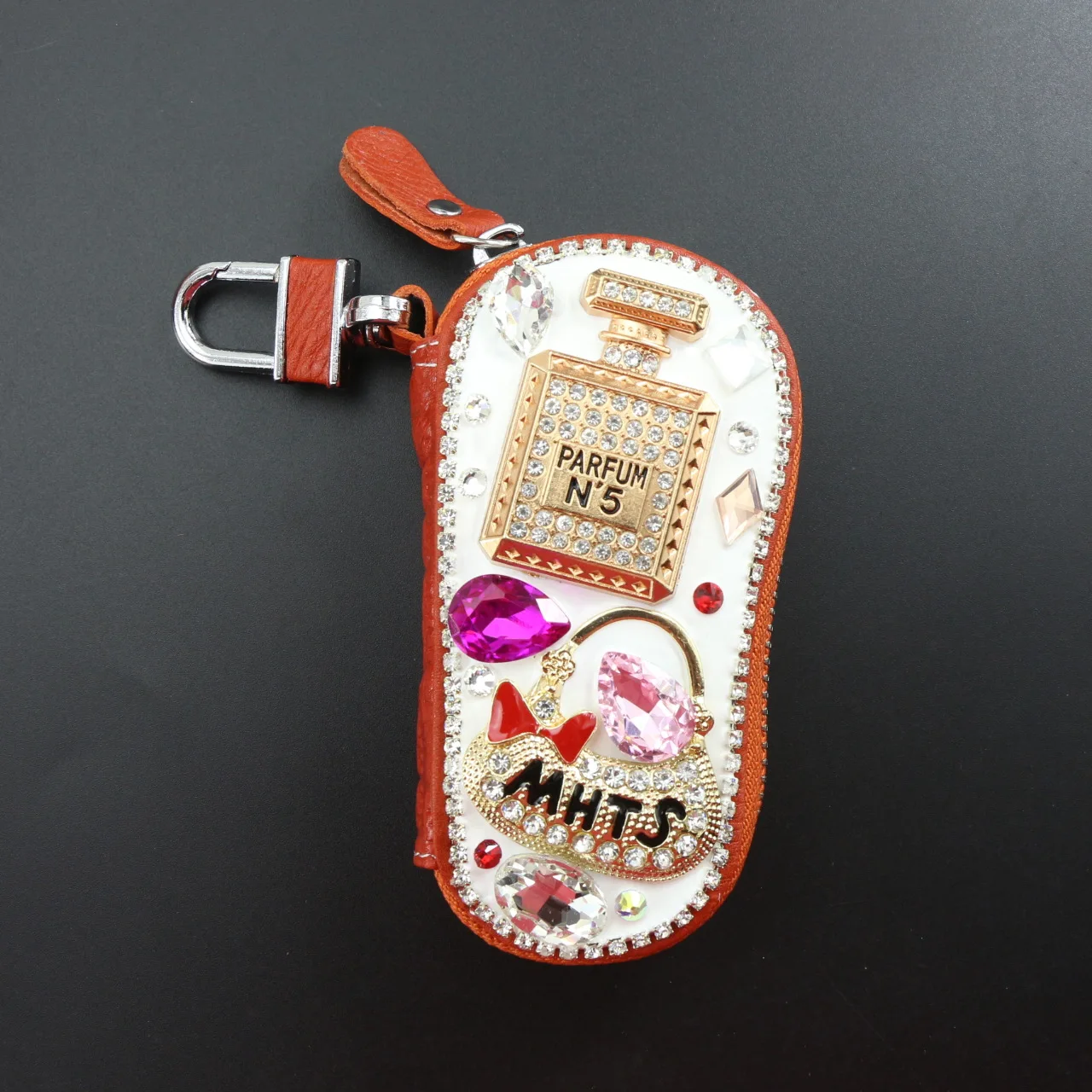 Модный Блестящий Кристалл Стразы брелок Hello Kitty флакон духов Автомобильный ключ сумка высокого класса Дамский Кожаный Автомобильный брелок кошелек