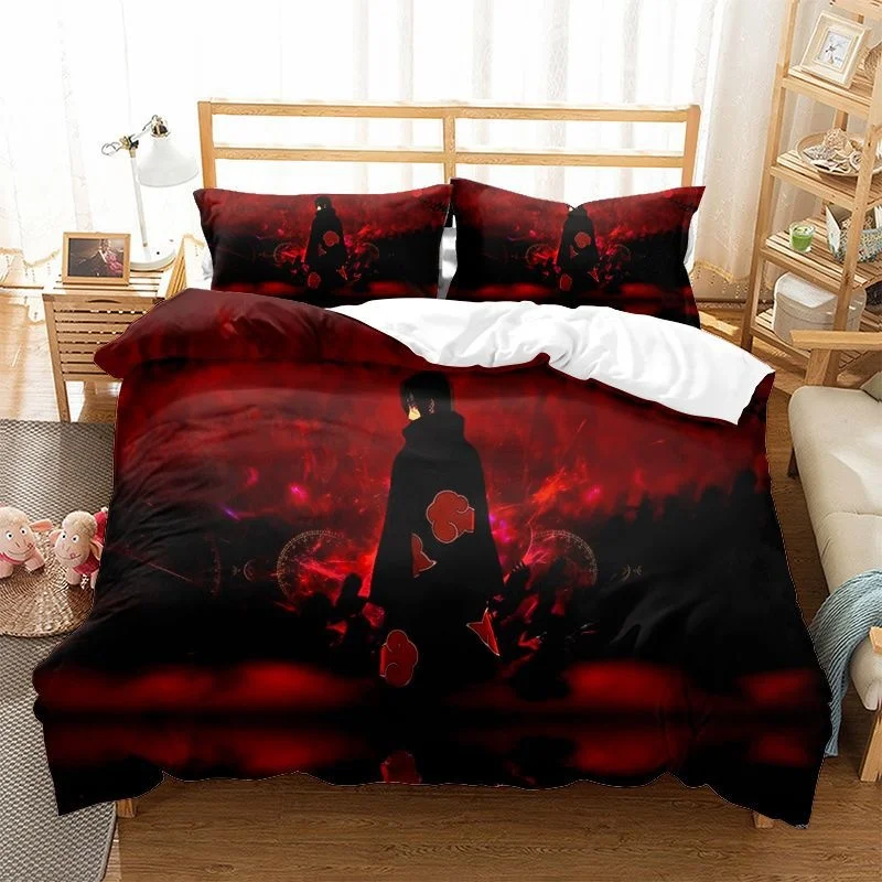 Ninja Uzumaki Uchiha Narutoes Bedding Set Duvet Cover Quilt Cover Pillowcase Double Queen King Size Kids Bedroom Home Textile 