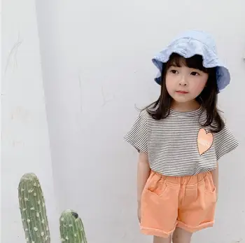 

2020 new girls striped t-shirt summer cotton fashion girls top 1-6 t HV760
